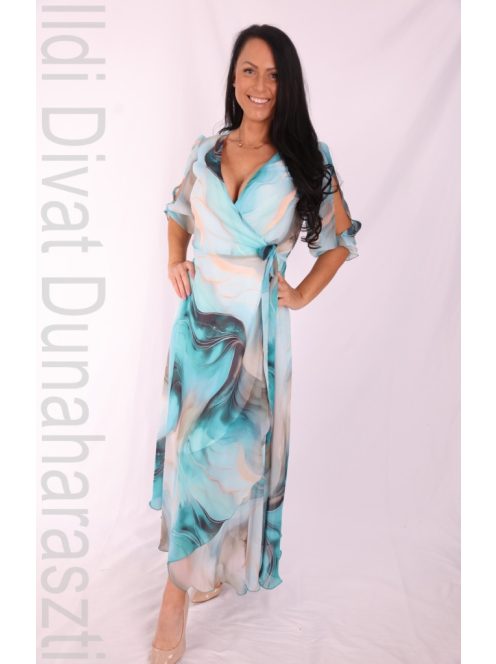 Exclusive Türkiz-Beige Mosott Iglice Maxi Ruha