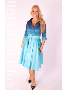 Margo Sötétkék-Türkiz Ombre Dotty Ruha