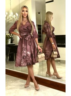 Margo Bordó Virágmintás Dotty Ruha