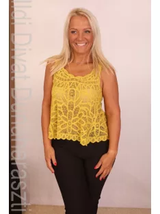 Basic Mustár Csipke Top