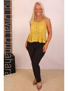 Basic Mustár Csipke Top