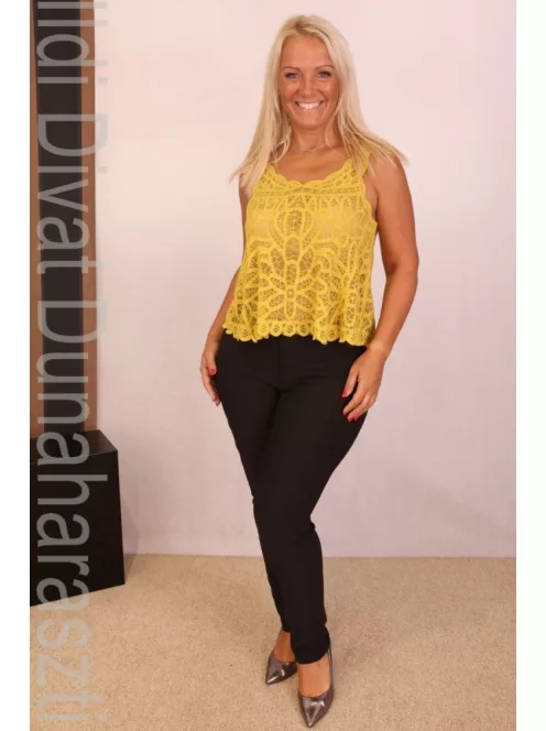 Basic Mustár Csipke Top