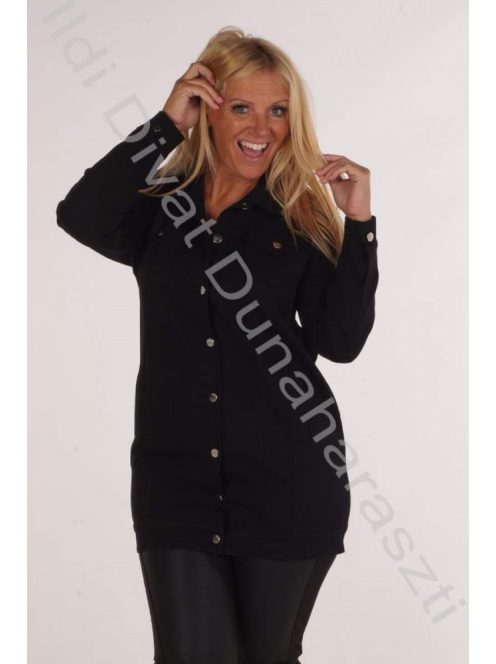 Victoria Maxi írásos fekete farmer kabát