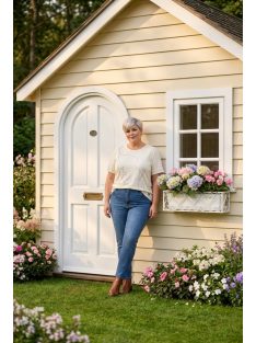 Via Appia Ekrü-Kék Art Mintás Felső