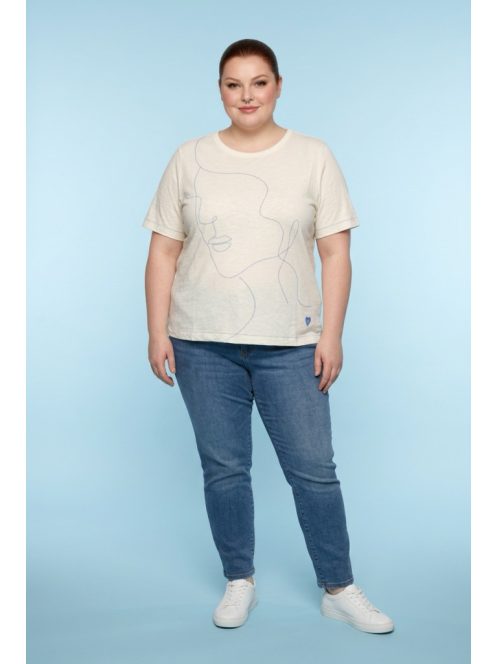 Via Appia Ekrü-Kék Art Mintás Felső