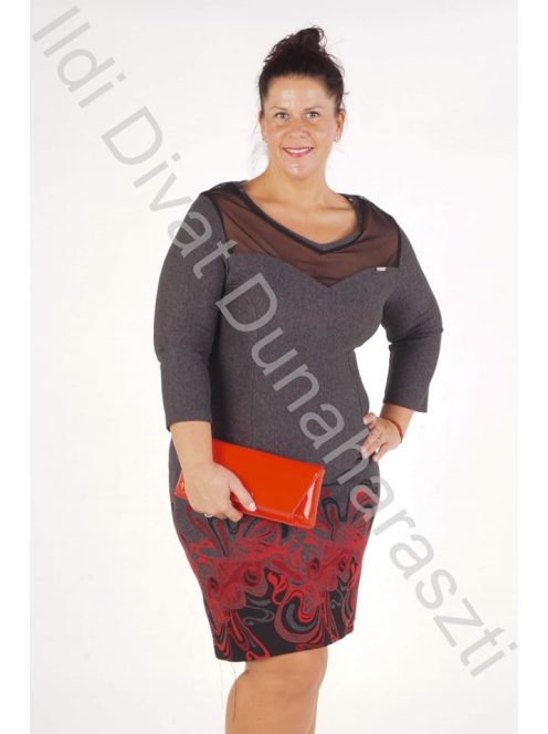 Wannabee szürke-bordó ruha