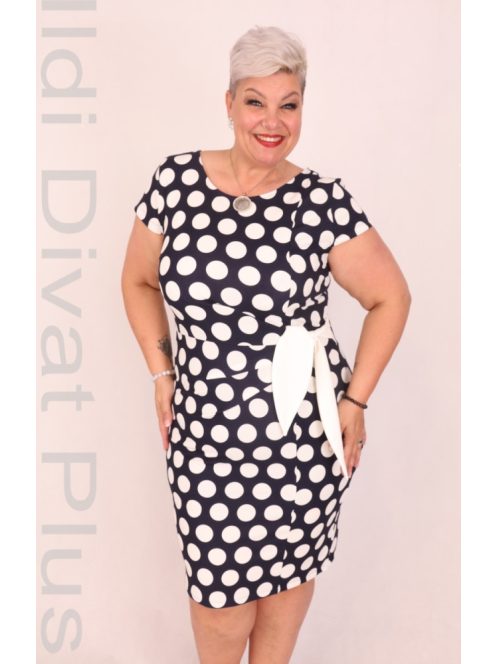 Zita Kék-Pöttyös Oldalt Kötős Ruha