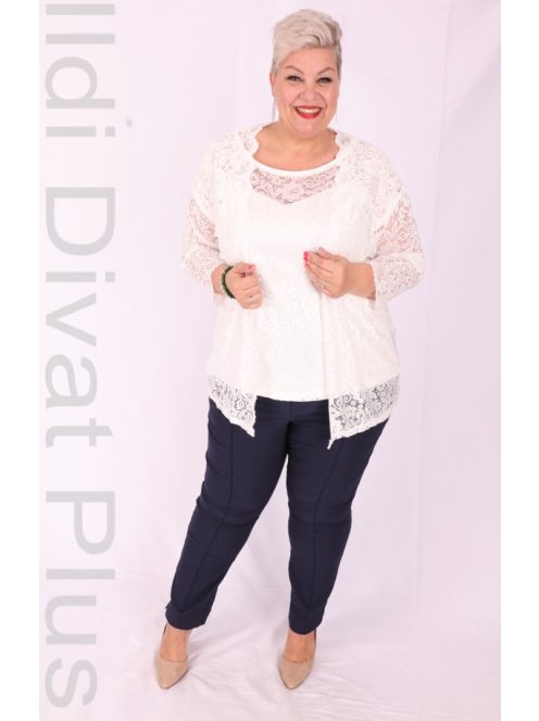 Zita Fehér Csipke Felső+ Kardigán-XL