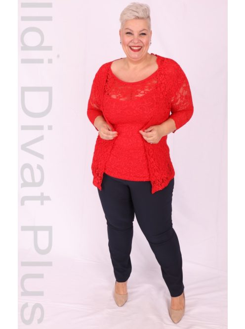 Zita Piros Csipke Felső+ Kardigán