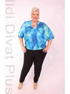 Zita Kék-Menta Virágos Felső-5XL