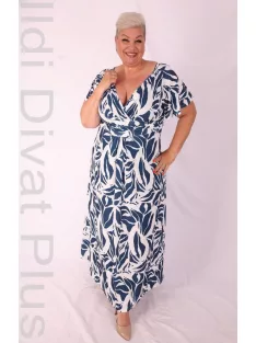 Zita Beige-Türkiz Mintás Lepke Ujjú Maxi Ruha