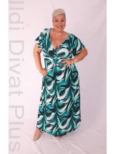 Zita Fekete-Beige Mintás Lepke Ujjú Maxi Ruha