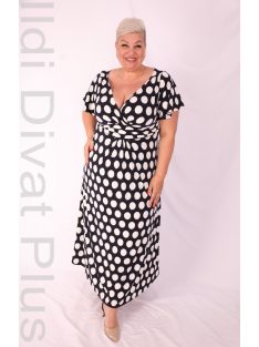 Zita Fekete-Fehér Pöttyös Lepke Ujjú Maxi Ruha