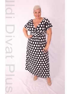 Zita Fekete-Fehér Pöttyös Lepke Ujjú Maxi Ruha