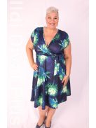 Zita Kék-Zöld Mintás A Vonalú Ruha