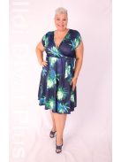 Zita Kék-Zöld Mintás A Vonalú Ruha