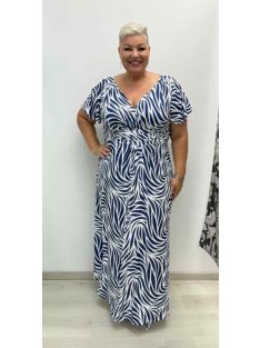 Zita Kék-Fehér Mintás Lepke Ujjú Ruha