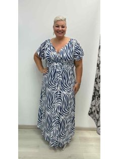 Zita Kék-Fehér Mintás Lepke Ujjú Ruha