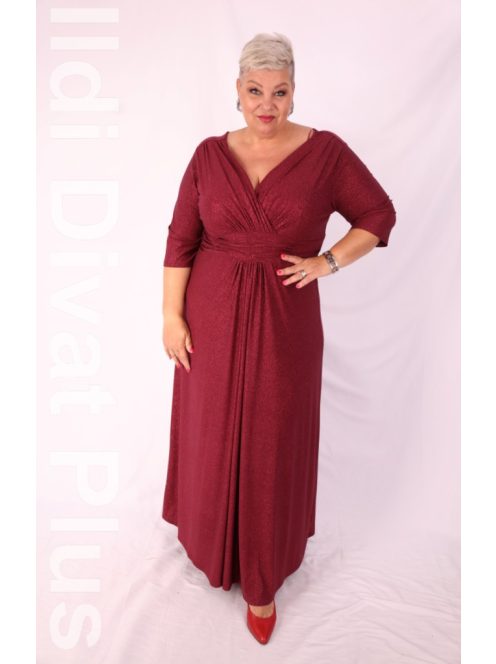 Zita Bordó Csillogós Maxi Ruha