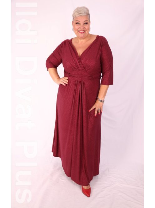 Zita Bordó Csillogós Maxi Ruha