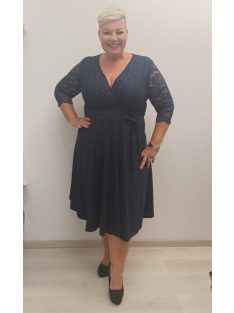 Zita Sötétkék Csipkés 3/4 Ujjú Ruha