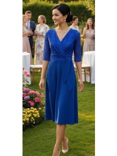 Zita Királykék Csipkés 3/4 Ujjú Ruha