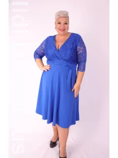 Zita Királykék Csipkés 3/4 Ujjú Ruha