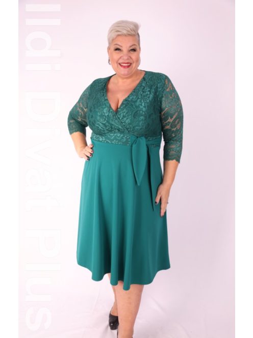 Zita Smaragd Csipkés 3/4 Ujjú Ruha
