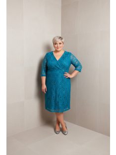 Zita Petrol Csipkés Átlapolt Ruha