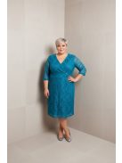 Zita Petrol Csipkés Átlapolt Ruha