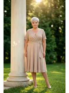 Zita Beige Csipkés A Vonalú Ruha