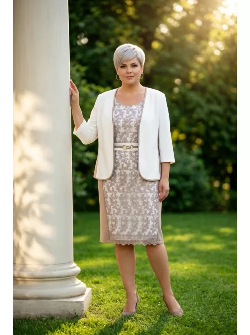 Zita Ekrü-Beige Csipkés Komplé