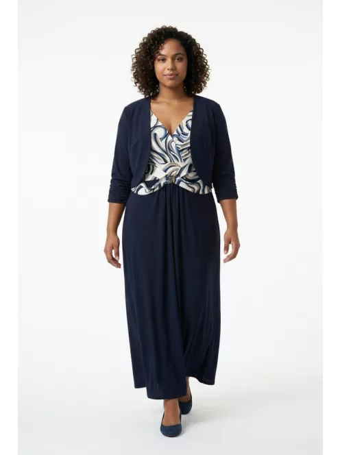 Zita Sötétkék-Beige Maxi Ruha+ Boleró