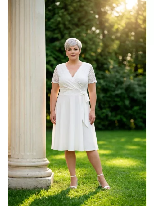 Zita Fehér Csipkés A Vonalú Ruha