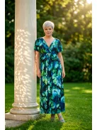 Zita Kék-Zöld Mintás Verona Maxi Ruha