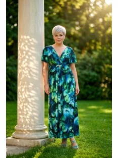 Zita Kék-Zöld Mintás Verona Maxi Ruha