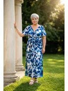 Zita Kék-Fehér Mintás Verona Maxi Ruha
