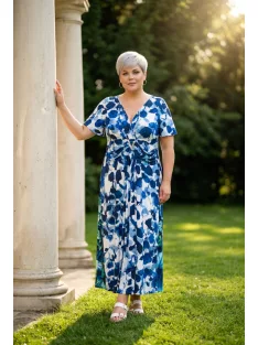 Zita Kék-Fehér Mintás Verona Maxi Ruha