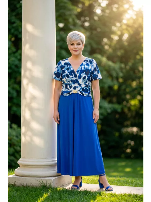 Zita Királykék-Mintás Limana Maxi Ruha