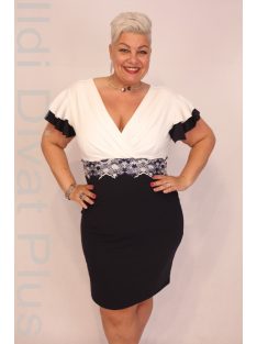 Zita Fehér-Kék Csipkebetétes Ruha