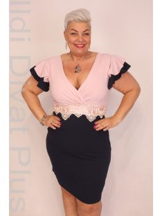 Zita Púder-Kék Csipkebetétes Ruha