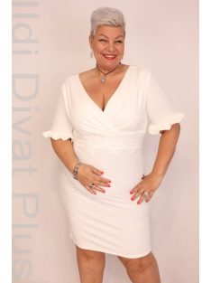 Zita Fehér Csipkés Fodros Ruha