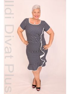 Zita Kék-Fehér Kis Pöttyös Hullám Ruha