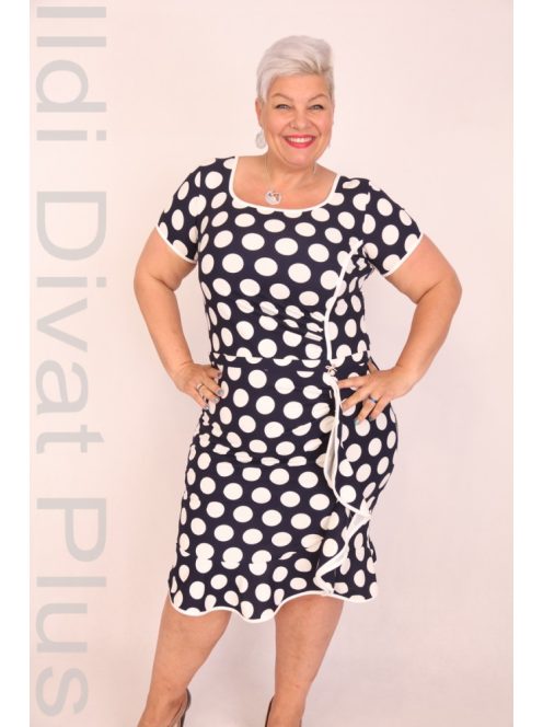 Zita Kék-Fehér Nagy Pöttyös Hullám Ruha