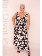 Zita Kék-Fehér-Sárga Virágos Maxi Ruha