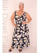 Zita Kék-Fehér-Sárga Virágos Maxi Ruha