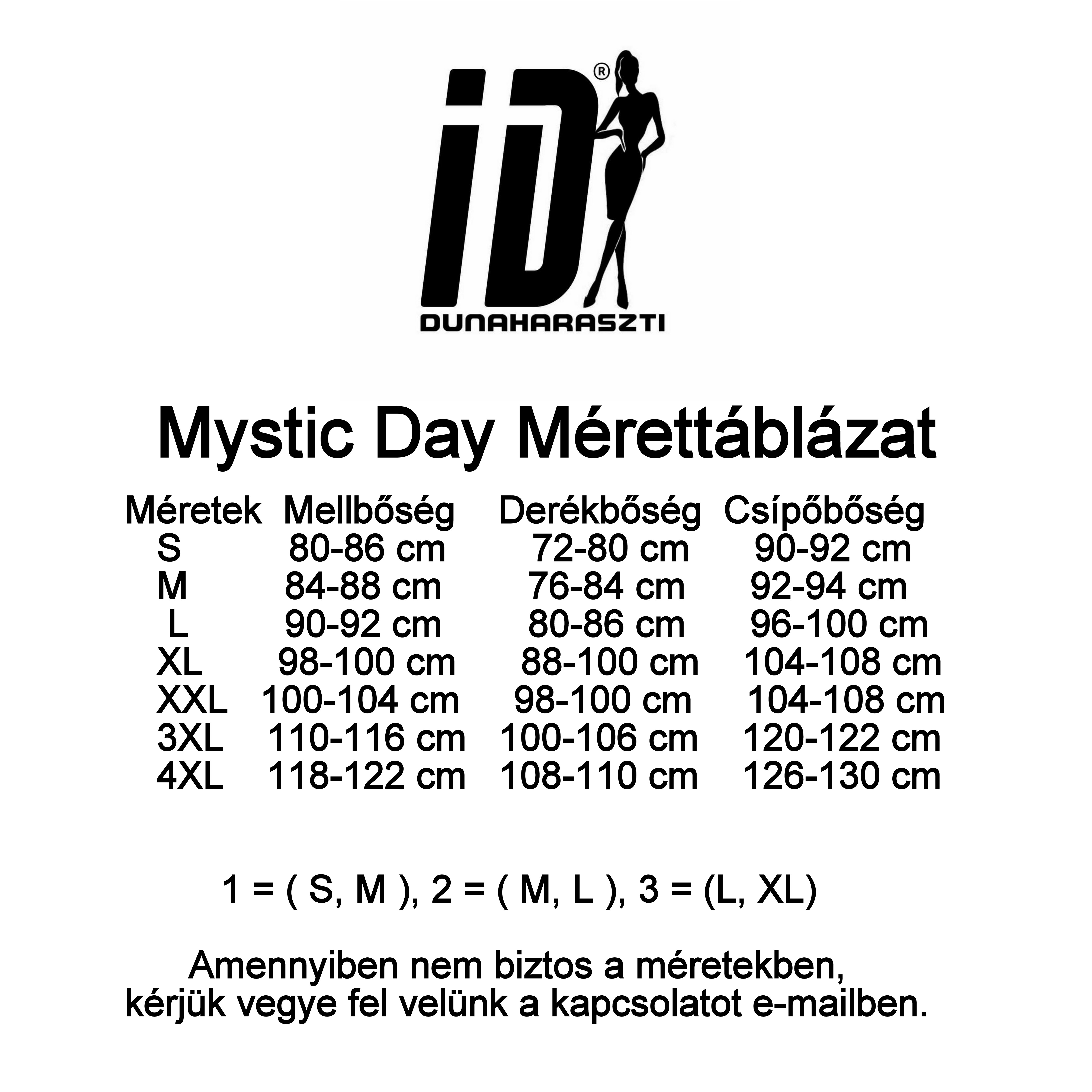 Mystic Day méretttáblázat